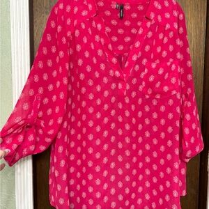 Women's Pink Patterned Blouse